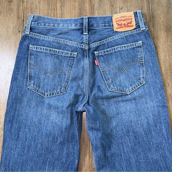 Levi’s Low Pro Straight Leg Jeans Baggy 90s Mid Rise Blue Ripped Torn - Picture 10 of 11